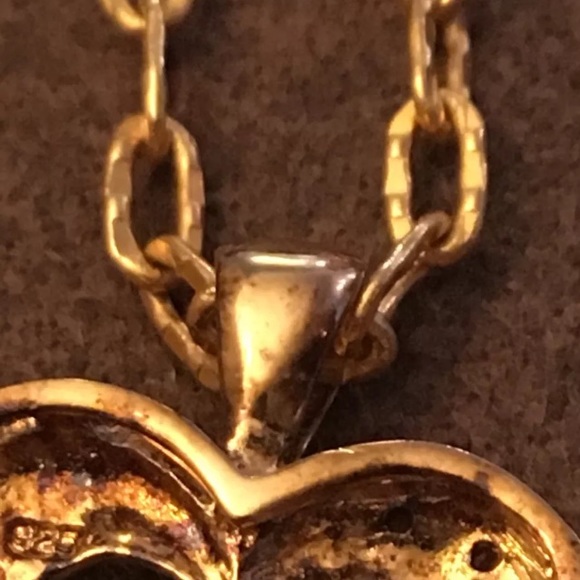 Vintage Heart Pendant marked 925 w/Chain Necklace & Box - diamonds & rubies?? - Picture 4 of 16